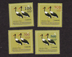 SOUTH SUDAN 4x Unadopted Proof Surcharged Overprint Stamps On 5 SSP MNH Birds Saddlebill Stork Südsudan Soudan Du Sud - South Sudan