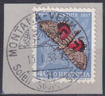 Helvetia Suisse Montana Vermala Papillons Pro Juventute 1957 - Used Stamps