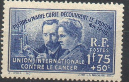 France  Pierre Et Marie Curie , Union Internationale Contre Le Cancer  XXX 1938 - Nuovi