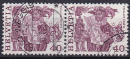 Helvetia Suisse ESCALADE GENÈVE 6353 Weggis En Paire - Used Stamps