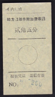 CHINA CHINE CINA MONGOLIA ADDED CHARGE LABEL (ACL) (内邮 31) Different 0.25 YUAN VARIETY  No  Half Bracket Missing Data - Andere & Zonder Classificatie