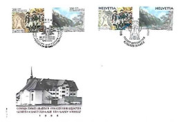 Russia & FDC 200 Years Of Russian Troops Crossing The Alps, General Suworow, Joint Issue Switzerland 1999 (1699) - Militaria