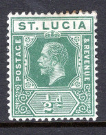 St Lucia 1912-21 KGV - Wmk. Multiple Crown CA - ½d Deep Green HM (SG 78) - St.Lucia (...-1978)