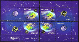 LITHUANIA 2014 SPACE: Lithuanian Satellites. 4 Labeled Pairs From 4 Corners, MNH - Europe