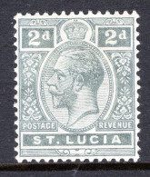 St Lucia 1912-21 KGV - Wmk. Multiple Crown CA - 2d Grey HM (SG 80) - Ste Lucie (...-1978)