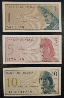 INDONESIA INDONESIEN - 1964 - 1 / 5 / 10  SEN - P90-92- UNC - Indonesien