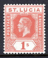 St Lucia 1912-21 KGV - Wmk. Multiple Crown CA - 1/- Orange-brown HM (SG 86) - St.Lucia (...-1978)