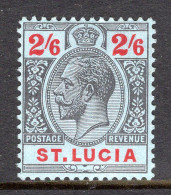 St Lucia 1912-21 KGV - Wmk. Multiple Crown CA - 2/6 Black & Red On Blue HM (SG 87) - St.Lucia (...-1978)