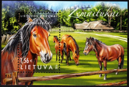 LITHUANIA 2016 FAUNA: Farm Animals - Horses. Souvenir Sheet, MNH - Chevaux