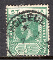 St Lucia 1912-21 KGV - Wmk. Multiple Crown CA - ½d Deep Green Used (SG 78) - Ste Lucie (...-1978)