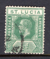 St Lucia 1912-21 KGV - Wmk. Multiple Crown CA - ½d Yellow-green Used (SG 78a) - Ste Lucie (...-1978)