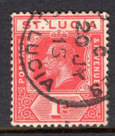 St Lucia 1912-21 KGV - Wmk. Multiple Crown CA - 1d Scarlet Used (SG 79a) - Ste Lucie (...-1978)