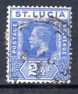 St Lucia 1912-21 KGV - Wmk. Multiple Crown CA - 2½d Ultramarine Used (SG 81) - St.Lucia (...-1978)