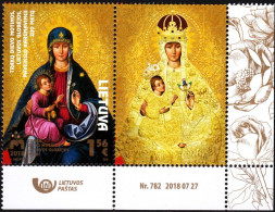 LITHUANIA 2018-10 Religion Art Icon. Our Lady Of Trakai. Joint. LR With LABEL, MNH - Joint Issues