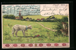 Künstler-AK Alfred Mailick: Lamm Und Osterhasen Mit Ostereiern, Ostergruss  - Mailick, Alfred