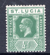 St Lucia 1921-30 KGV - Wmk. Script CA - ½d Green HM (SG 91) - St.Lucia (...-1978)