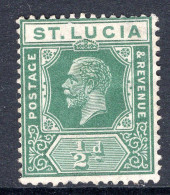 St Lucia 1921-30 KGV - Wmk. Script CA - ½d Green HM (SG 91) - St.Lucia (...-1978)