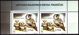 LITHUANIA 2020-02 FAUNA: Red Book Of Lithuania. Bird Owl. Top PAIR, MNH - Gufi E Civette