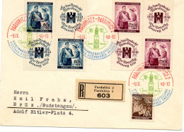 BOHMEN UND MORAVIE. 1940."PARDUBICE-PARDUBITZ 1340-1940", VIGNETTES ROTE KREUZ.CROIX-ROUGE.Mi 62-63 - Lettres & Documents