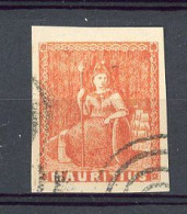 MAURICE : Yv. N° 13 SB N° 28  (o)  6p Rouge Cote 45 Euro TBE 2 Scans - Maurice (...-1967)