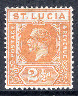 St Lucia 1921-30 KGV - Wmk. Script CA - 2½d Orange HM (SG 97) - Ste Lucie (...-1978)