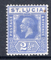 St Lucia 1921-30 KGV - Wmk. Script CA - 2½d Dull Blue HM (SG 98) - St.Lucia (...-1978)