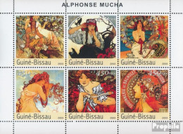 Guinea-Bissau 2549-2554 Kleinbogen (kompl. Ausgabe) Postfrisch 2003 Gemälde Von Mucha - Guinée-Bissau