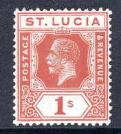 St Lucia 1921-30 KGV - Wmk. Script CA - 1/- Orange-brown HM (SG 103) - Ste Lucie (...-1978)