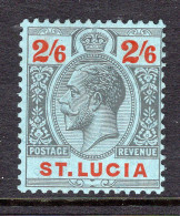 St Lucia 1921-30 KGV - Wmk. Script CA - 2/6 Black & Red On Blue HM (SG 104) - St.Lucia (...-1978)