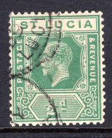 St Lucia 1921-30 KGV - Wmk. Script CA - ½d Green Used (SG 91) - St.Lucia (...-1978)