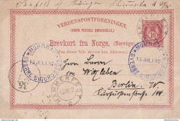 1887 NORVEGIA, Intero Postale Con Timbro Della Motonave SS Sverre Sigurdsson - S - Autres & Non Classés