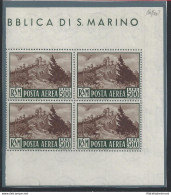 1951 SAN MARINO Veduta PA 97 Lire 500 Bruno MNH** Firma Caffaz QUARTINA - Otros & Sin Clasificación