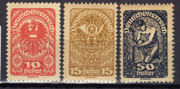 Österreich 1919/20, Mi 260 Y **; 262; 271 Y * [200424XIV] - Neufs