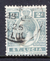 St Lucia 1921-30 KGV - Wmk. Script CA - 2d Slate-grey Used (SG 95) - St.Lucia (...-1978)