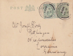 CP Entier Half Penny Vert "Edouard VII" Obl. Birmingham Le 8 JA 11 Pour Niederviller + Complément 1/2 Vert N° 106 - Material Postal