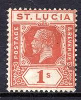 St Lucia 1921-30 KGV - Wmk. Script CA - 1/- Orange-brown Used (SG 103) - St.Lucia (...-1978)