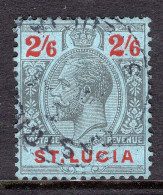 St Lucia 1921-30 KGV - Wmk. Script CA - 2/6 Black & Red On Blue Used (SG 104) - Ste Lucie (...-1978)