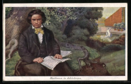 Künstler-AK H. Schubert: Schönbrunn, Beethoven Beim Komponieren  - Artistes