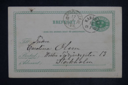 SUEDE - Entier Intérieur De Karlsby Pour Stockholm - 1888 - A 2863 - Interi Postali