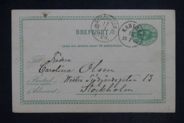 SUEDE - Entier Intérieur De Karlsby Pour Stockholm - 1888 - A 2863 - Postal Stationery