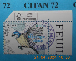 FRANCE 2018 YTN° 5238  OISEAUX DE NOS JARDINS  Mésange  Timbre Neuf Oblitéré Cachet Rond Coin De Feuille - 2010-.. Matasellados