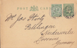 CP Entier Half Penny Vert "Edouard VII" Obl. Aston Manor Birmingham Le 23 FE 12 Pour Niederviller + 1/2 Vert N° 131 - Material Postal