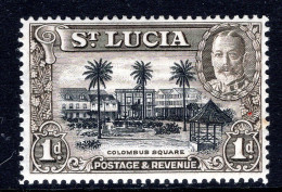 St Lucia 1936 KGV Pictorials - P.14 - 1d Columbus Square HM (SG 114) - St.Lucia (...-1978)