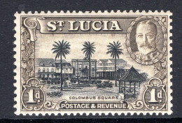 St Lucia 1936 KGV Pictorials - P.13 X 12 - 1d Columbus Square HM (SG 114a) - St.Lucia (...-1978)