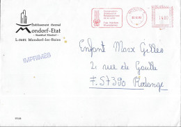 M158 - LUXEMBOURG - LETTRE DE MONDORF DU 22/12/82 - ETABLISSEMENT THERMAL MONDORF ETAT - IMPRIMES - Franking Machines (EMA)