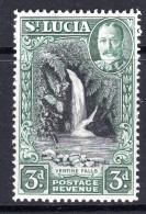 St Lucia 1936 KGV Pictorials - P.14 - 3d Ventine Falls HM (SG 118) - St.Lucia (...-1978)