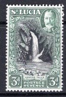 St Lucia 1936 KGV Pictorials - P.14 - 3d Ventine Falls HM (SG 118) - Ste Lucie (...-1978)