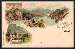 Lithographie Lugano, Panorama Du Monte S. Salvatore, Hütten & Bergbahn  - Lugano