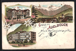 Lithographie Adelboden, Ortsansicht, Kurhaus Und Hotel  - Adelboden