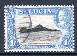 St Lucia 1936 KGV Pictorials - P.14 - 1/- Fort Rodney, Pigeon Island Used (SG 121) - Ste Lucie (...-1978)